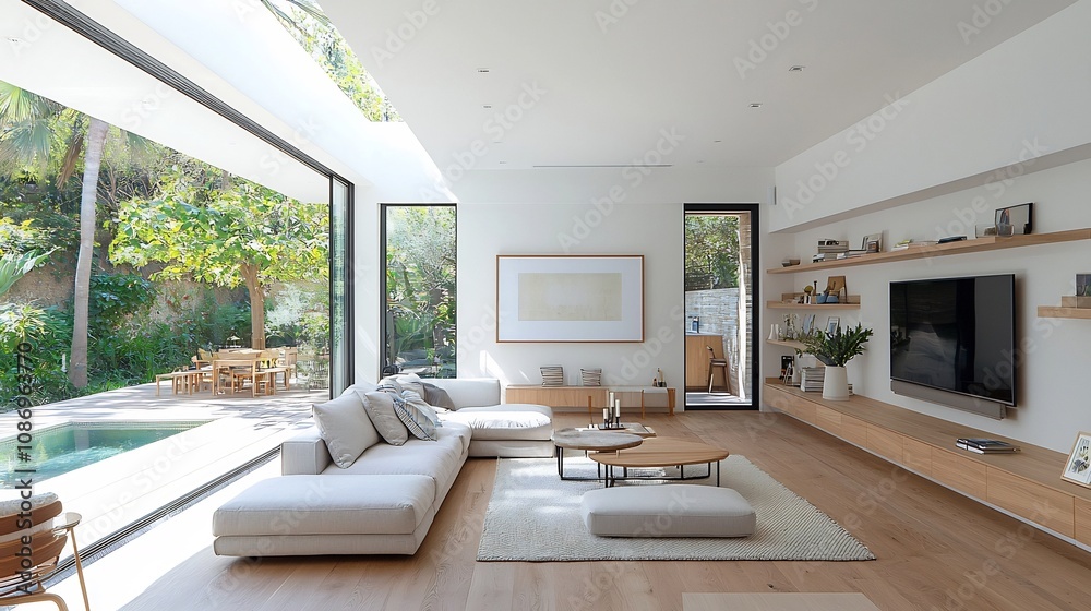 Poster elegant and sophisticated modern living room with a stylish frame on the wall featuring a cozy and f