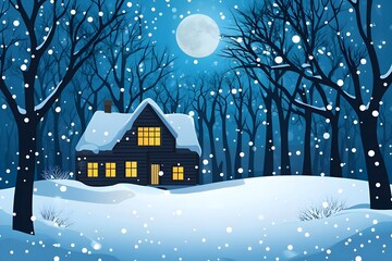 Fototapeta premium Flat design of natural autumn landscape background illustration Fields with house in village. Rural landscape countryside illustration, nature, vector, background, hill, sky, mountain, tree, environme