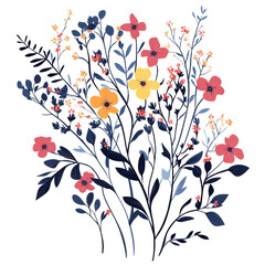 Floral Silhouette Elements isolated transparent background
