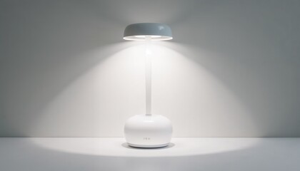 Fototapeta premium Modern white LED table lamp with focused illumination