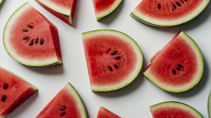 Scandinavian inspired flat lay of watermelon slices