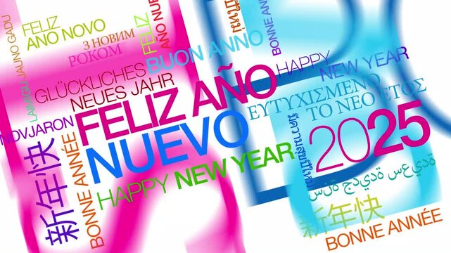 Feliz a&ntilde;o nuevo deseos tarjetas colores 2025
