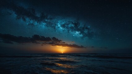 Fototapeta premium Stunning night sky reflected over calm ocean