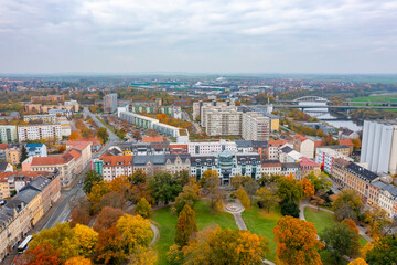 Obraz premium Riesa in Sachsen aus der Luft | Luftbilder von Riesa