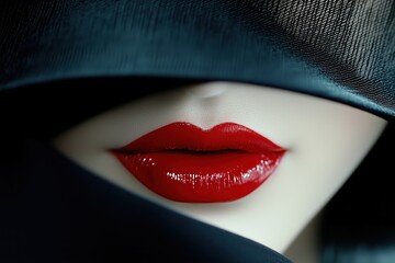 Fototapeta premium A woman's lips are painted red