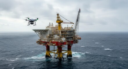Offshore oil rig inspection using drone technology for efficient maintenance