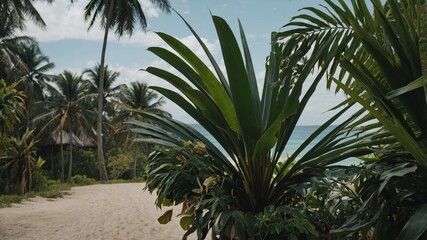 Fototapeta premium Tropical getaway featuring elegant palm leaf design