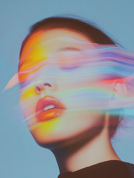 Portrait futuriste avec effets lumineux