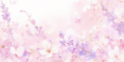 Fototapeta premium An artistic depiction of blooming flowers in soft pastel shades, creating a gentle and dreamy atmosphere ideal for decoration or art.