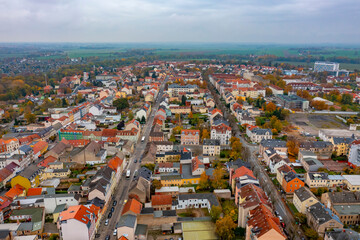 Obraz premium Riesa in Sachsen aus der Luft | Luftbilder von Riesa