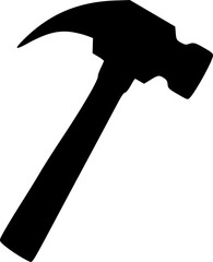 Hammer icon. Hammer black silhouette vector icon. Hammer black and white flat vector icon design. Hammer isolated object on a white background.