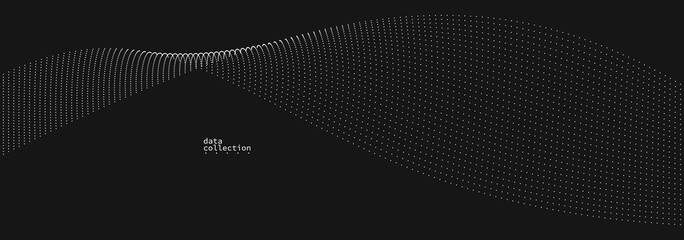 Dark grey airy particles flow vector design, abstract background with wave of flowing dots array, digital futuristic illustration, nano technology theme.