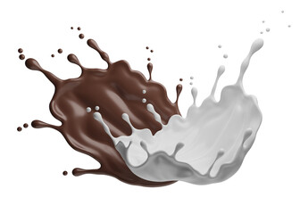 Milk And Chocolate Splash, 3D Rendering