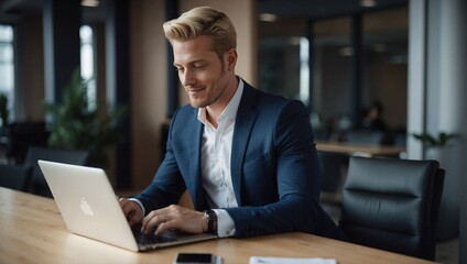 Confident Businessman at Workstation
