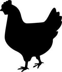 chicken icon. Silhouette of a female chicken icon. Beautiful chicken. Vector illustration. silhouette of a chicken on white.