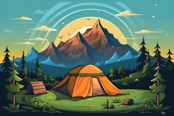 Farmhouse Landscape Illustration with Underground Roots Illustration of a serene forest pathway flanked by tall trees with sunlight filtering through the leaves, casting long shadows on the ground, 