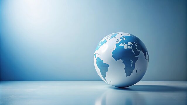 A serene blue globe rests on a smooth surface, symbolizing global connection and unity
