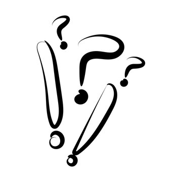 recommend clip art: Vector hand drawn exclamation marks and question marks on transparent background