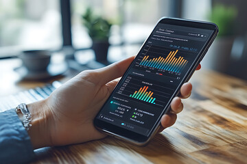 A person using a smartphone to check their credit score online, with a sleek digital interface showing a score gauge, emphasizing financial health monitoring.
