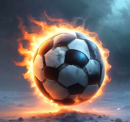 Fototapeta premium Illustration of glowing football ball.