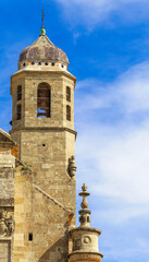 A tall building with a bell tower and a dome on top. Sacred Chapel of the Savior in Ubeda, Spain