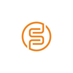 Abstract Mono Line Letter S Circle Logo design vector template