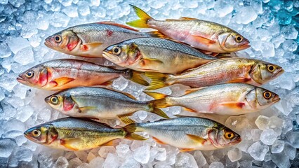 Freshly Caught Fish on Ice, Ready for the Market