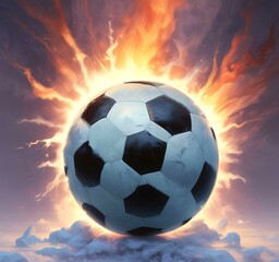 Fototapeta premium Illustration of glowing football ball.