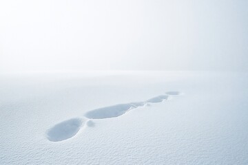Solitary Footsteps in a Snowy Landscape