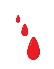 three drops of blood on a white background, 
