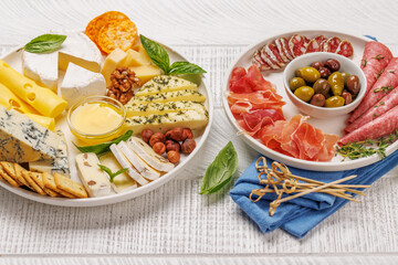 A selection of various cheeses and meats