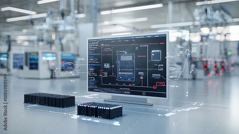 Poster concept of a sustainable energy control center with smart grid technology large scale battery storag