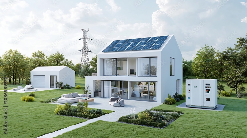 Poster Advanced smart home connected to an intelligent power grid utilizing renewable energy sources and storage systems to efficiently manage and reduce electricity costs for homeowners