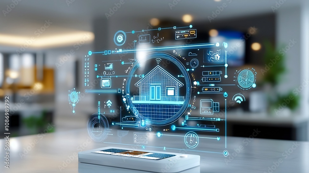 Poster intelligent smart home connected to renewable energy grid system for cost effective and sustainable 
