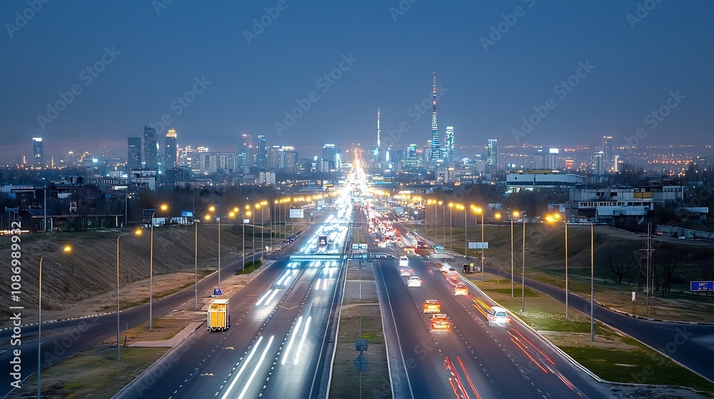 Aufkleber illuminated smart city skyline at night showcasing advanced grid technology and battery storage syst