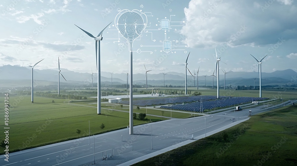 Poster AI Powered Visualization of Intelligent Energy Distribution Balancing in Smart Grids Combining Solar Power Wind Energy and Fossil Fuels for Sustainable and Efficient Electricity Supply
