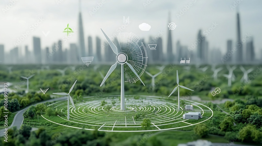 Poster Efficient energy hub with AI powered smart grid technology balancing green renewable energy and traditional power distribution for a sustainable and reliable energy ecosystem