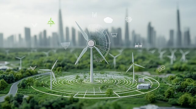 Efficient energy hub with AI powered smart grid technology balancing green renewable energy and traditional power distribution for a sustainable and reliable energy ecosystem