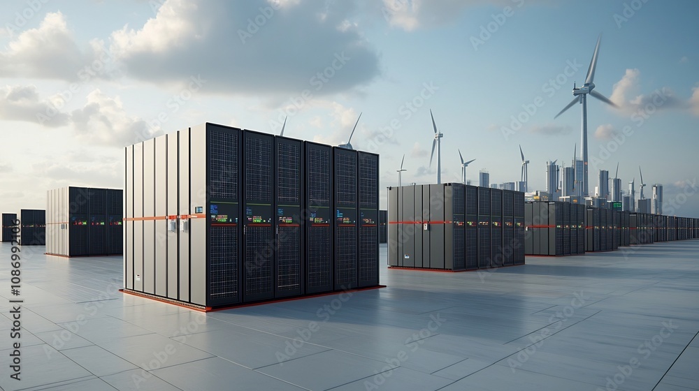 Aufkleber AI Powered Control Center Monitoring and Adjusting Renewable and Non Renewable Energy Storage to Ensure Grid Stability and Efficient Power Distribution