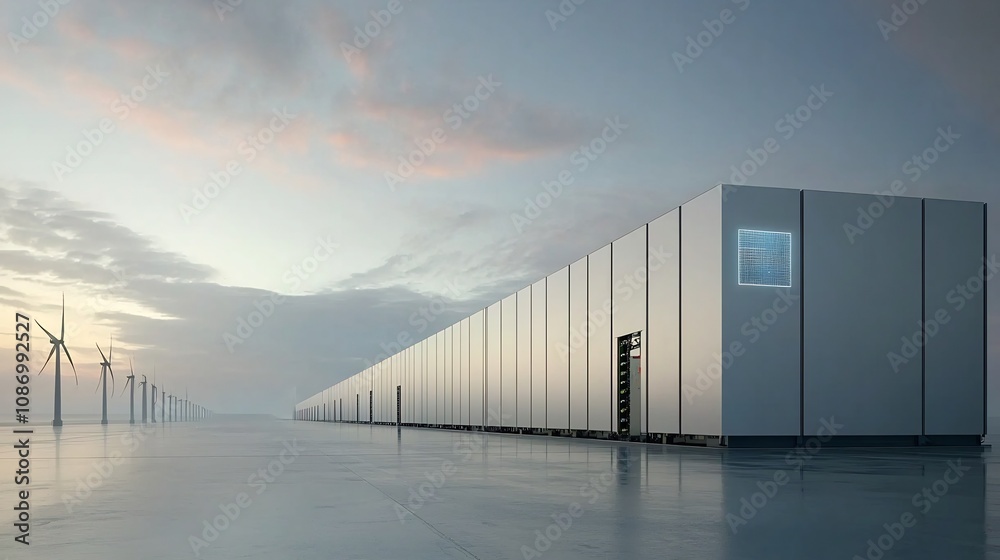 Leinwandbilder Advanced AI powered energy management system balancing power from renewable sources and conventional fossil fuel plants for efficient reliable and sustainable electricity distribution