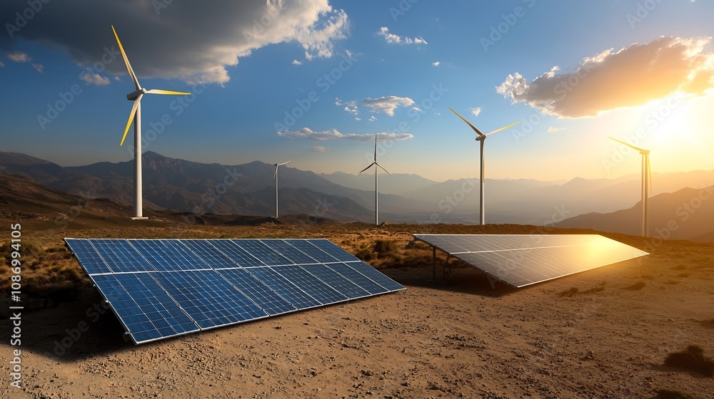 Aufkleber sustainable energy management with integrated solar and wind power grid a smart and efficient approa
