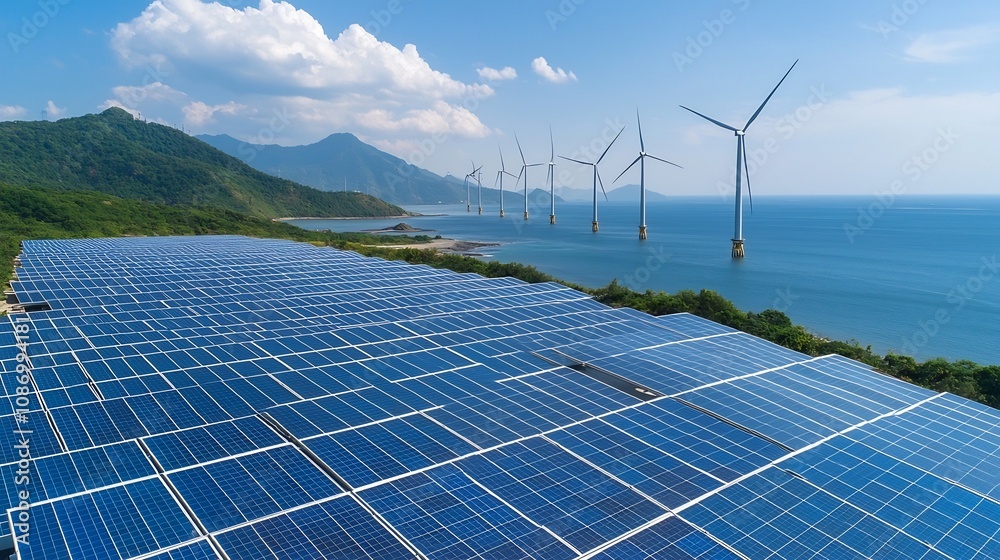 Poster Renewable Energy Management with Smart Grid and Storage Technology Futuristic Concept for Efficient Sustainable Electricity Distribution