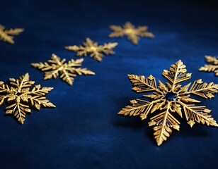 dark blue Christmas background with golden snowflakes