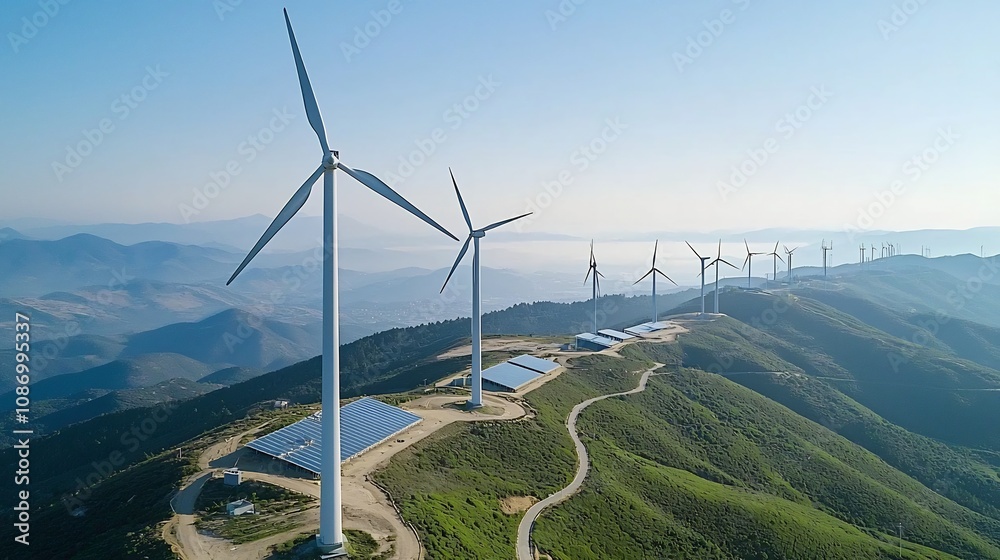 Poster sustainable high tech urban energy grid combining renewable energy sources and efficient storage for