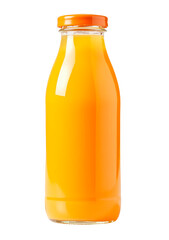 Orange juice glass bottle isolated on white