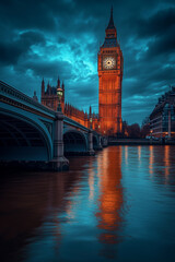  Big Ben and Westminster Bridge at Twilight, London