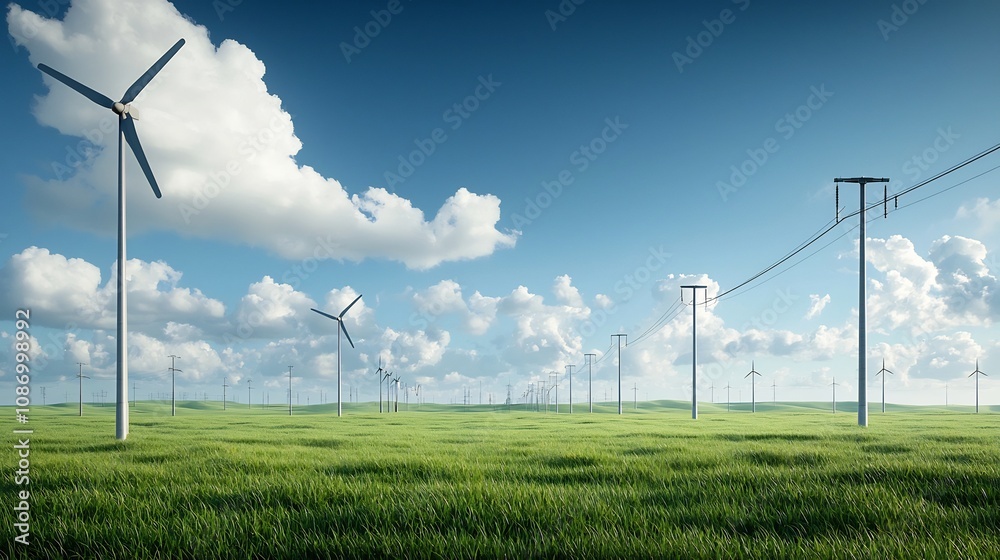 Leinwandbilder integrated modern energy distribution network linking renewable and non renewable power sources with