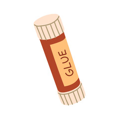 The red glue pencil is ready to help you with your next creative project, isolated. Scrapbooking, herbarium. Flat illustration for school, handmade, making decor with your own hands