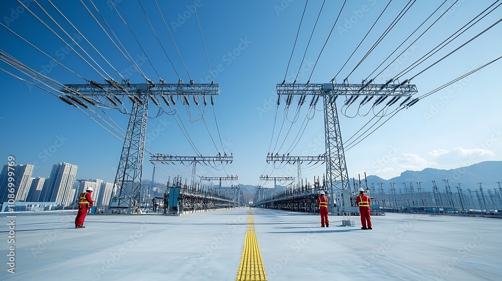 Poster advanced power grid system efficiently managing diverse energy sources including renewable resources