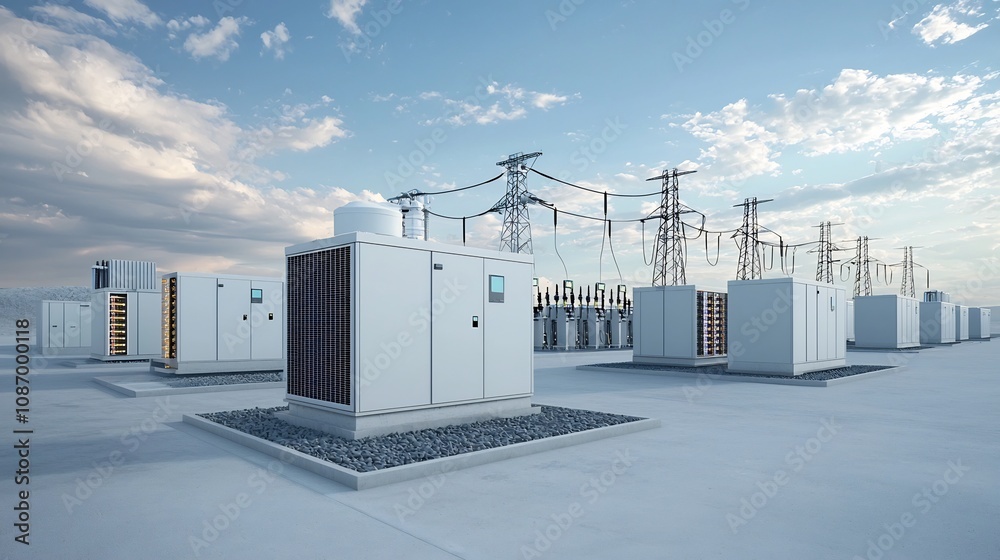 Poster Conceptual visualization of a modern smart grid system featuring centralized energy of renewable power sources and advanced technologies for efficient reliable